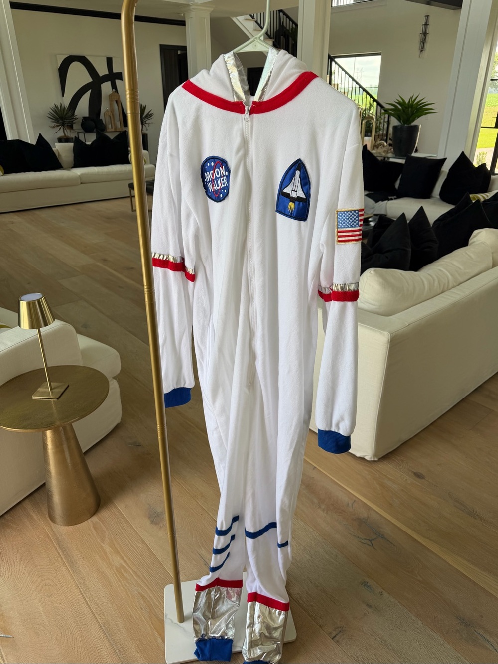 Just Love White Astronaut One-Piece with Red and Blue Accents